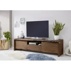 Massivmoebel24 TV-Board aus Akazie - Stylisches TV-Board aus braun lackierter Akazie (191x45x50 cm) – perfekte Ergänzung für Ihr Wohnzimmer mit natürlichem Charme und viel Stauraum.
