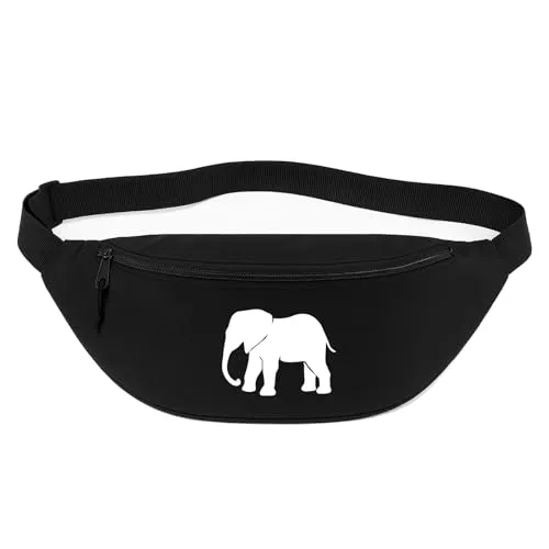 Huuraa Bauchtasche Elefant Silhouette Geschenk 2,5 Liter Black Crossbody Bag Elefant Geschenkidee