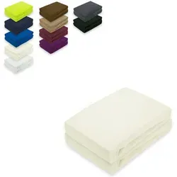 EXKLUSIV HEIMTEXTIL Frottee Spannbettlaken Doppelpack Rundumgummizug 120 x 200 cm Naturweiss