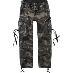 Brandit Women M65 Pants - Dark Camo, Größe 29 - Damen-Hosen mit normaler Bundhöhe, Dehnfalten im Kniebereich und regulierbarer Bundweite für optimalen Tragekomfort im Vintage Cargo Style.