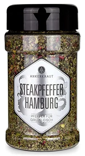 Ankerkraut Steakpfeffer Hamburg, die hanseatische Pfeffer-Mischung für den Grill, 170g im Streuer