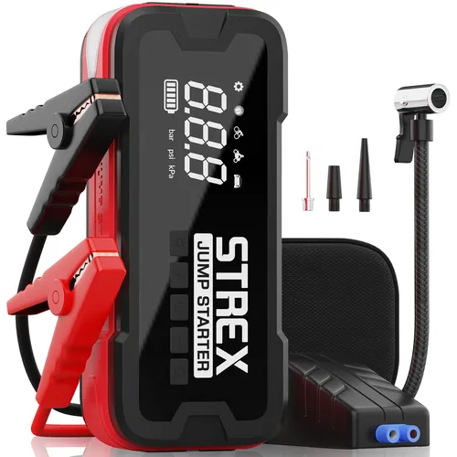 Strex 12V Starthilfe Powerbank fürs Auto mit Kompressor