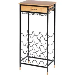 WENKO Weinregal Loft - 16 Flaschen & 12 Gläser Halter - Stylisches Weinregal für bis zu 16 Flaschen und 12 Gläser, gefertigt aus robustem Bambus und pulverbeschichtetem Metall. Perfekt für jeden Haushalt im modernen Industrie-Design.