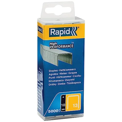 Rapid Tackerklammern Typ 13, 10mm Klammern, 5.000 Stk. Kunststoffbox, Feindrahtklammern für Holz und Leinwand