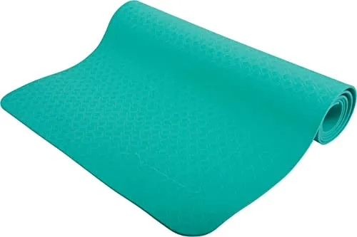 SCHILDKRÖT Yogamatte, 4 mm, türkis - Sportmatte aus PVC-freiem Material mit strukturierter Oberfläche für optimalen Halt, leicht einzurollen und inklusive praktischem Trage-Wrap - ideal für Yoga und Fitness.