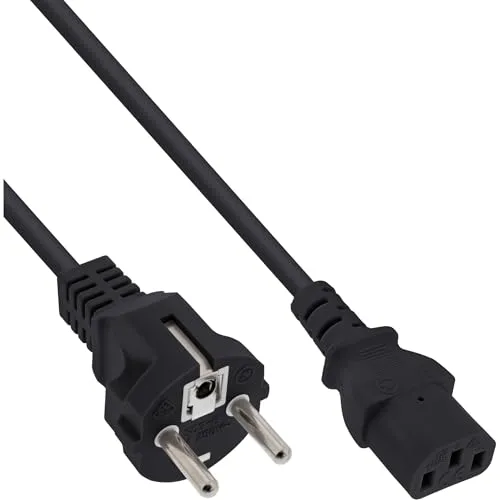InLine 16651E Netzkabel, Schutzkontakt gerade auf Kaltgerätestecker C13, 3m, schwarz