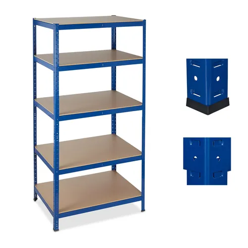 relaxdays Schwerlastregal 10026754_0 blau 90 x 60 x 180 cm - Lagerregal mit 5 Fachböden, tragfähig bis 1.325 kg, ideal für Ordnung und Stabilität in Ihrem Zuhause.