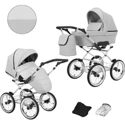 Kunert Romantic 2in1 Kinderwagen mit AIR WHEELS – Silber und Grau - Der Kunert Romantic 2in1 Kinderwagen bietet Sicherheit und Komfort für Ihr Kind. Mit großen AIR WHEELS und einem stabilen Rahmen ist er ideal für entspannte Ausflüge. Praktisch, leicht faltbar und mit umfangreichem Zubehör.