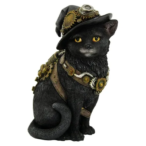 Nemesis Now D3893K8 Clockwork Kitty 16.5cm Figurine, Resin, Black