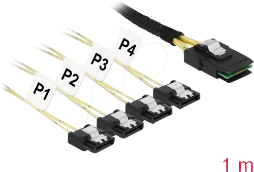 DELOCK 85731 - Kabel Mini SAS SFF-8087 > 4 x SATA 7 Pin 1 m Metall