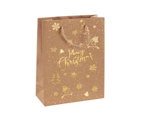 Idena Geschenktüten Geschenktasche Weihnachten Merry Christmas Kraftpapier 23x18cm