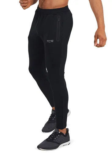 TCA Herren Rapid Quickdry Jogginghose - Anthrazit, Slim Fit mit Reißverschlusstaschen - Herren-Trainingshose mit 4-way Stretch Gewebe für optimale Bewegungsfreiheit und TCA D.R.Y.-Technologie für schnellen Schweißtransport. Ideal für Training und Fitnessstudio.