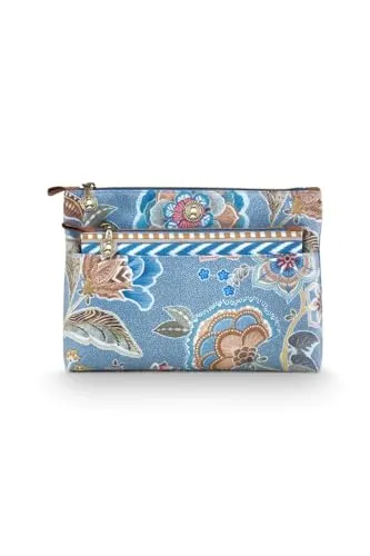 Pip Studio Caryn Kosmetiktasche Kombi Matata Blau - Sport: Die farbenfrohe Kosmetiktasche mit großen Blumen und Blättern aus der Matata-Kollektion bringt afrikanische Waxprints in dein Reise-Accessoire.