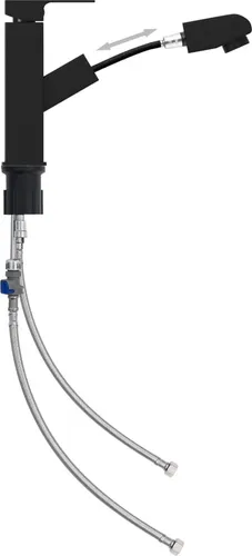 vidaXL Waschbeckenarmatur mit Herausziehbarer Brause in Schwarz - Küchenarmaturen mit flexibler Ausziehfunktion und 360° Schwenkbereich für maximalen Komfort beim Waschen und Reinigen.