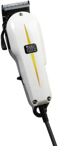 Wahl Super Taper - Professionelle Haarschneidemaschine in Weiß - Elektrische Rasierer für Profis, ausgestattet mit einem leistungsstarken V5000-Motor und verchromtem Präzisionsschneidsatz für perfekte Ergebnisse.