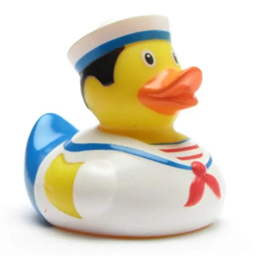 Badeente I Quietscheente I Matrosen I L: 8,5 cm I inkl. Badeenten-Schlüsselanhänger im Set
