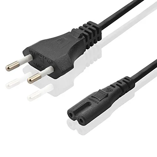 BestPlug 1,5 Meter Strom-Kabel Netz-Kabel, Euro-Stecker männlich auf C7 Buchse Kupplung weiblich, Schwarz