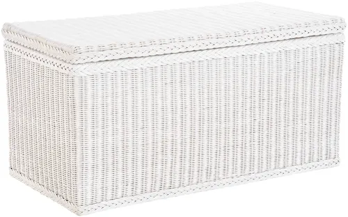 Wäschetruhe Badtruhe aus echtem Rattan (Weiß, Groß) in weiß von Korb-Outlet