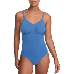 cfab (creamy fabrics) Miederbody Bodysuit Sculpting Shapewear mit Slip-Silver Lake Blue-L (1-tlg) Figurformend blau L