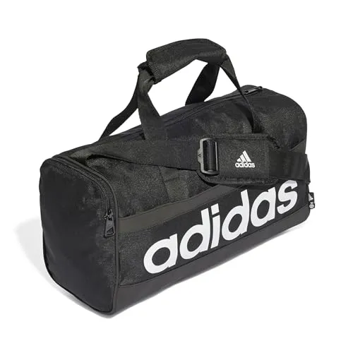 adidas Unisex Essentials Linear Duffel Bag, Black / White, XS