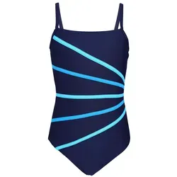 Aquarti Badeanzug Aquarti Mädchen Badeanzug mit Spaghettiträgern Streifen blau|bunt 140