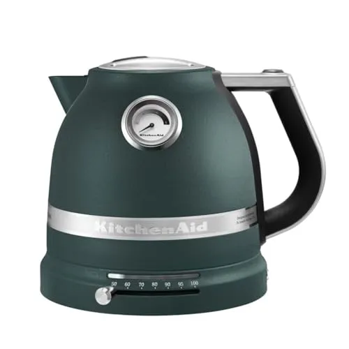 KitchenAid Wasserkocher mit Temperatureinstellung 50-100°C - Eleganter Edelstahl-Wasserkocher mit 1,5L Fassungsvermögen und Temperaturanzeige. Ideal für präzises Aufbrühen von Tee und Kaffee, energieeffizient mit 2400 Watt.