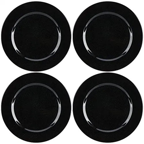 com-four® 4x Platzteller als Tischdekoration - wiederverwendbare Unterteller als Tischdekoration - funkelnde Dekoteller für Hochzeit, Familienfeier oder Weihnachten - Charger Ø 33 cm - Servierplatten