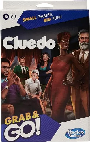 Hasbro Gaming Cluedo Grab and Go Spiel, tragbares Spiel für 3-6 Spieler, Reisespiel für Kinder