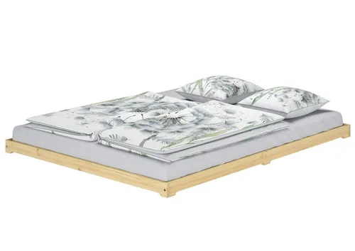 ERST-HOLZ Massivholzbett Futonbett Massivholz Extra Niedrig Massivholz Kiefer 160 x 200 cm, Kiefer farblos lackiert