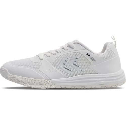 Hummel Power Play Pro LC Junior Hallenschuhe - Hochwertige Hallenschuhe für junge Athleten, optimiert für Stabilität und Grip. Das atmungsaktive Obermaterial sorgt für Komfort und die abriebfeste Sohle bietet außergewöhnliche Traktion auf Hallenböden.