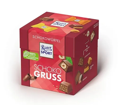 Ritter Sport Schokowürfel Schokogruss - 176 g - Genießen Sie die Vielfalt der Ritter Sport Schokowürfel mit köstlichen Sorten wie Schoko Crisp und Karamell. Ideal als Geschenk für besondere Anlässe und unvergessliche Genussmomente.