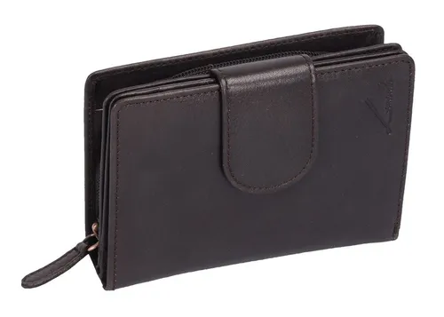 GlücksNugget Geldbörse Damen Leder Portemonnaie m. Lasche LEMONDO, dunkelbraun - Elegante Geldbörse aus hochwertigem Leder, bietet genügend Platz für Karten und Münzen. Perfekt für den täglichen Gebrauch und stilvollen Auftritt! Ideal für modebewusste Damen.  