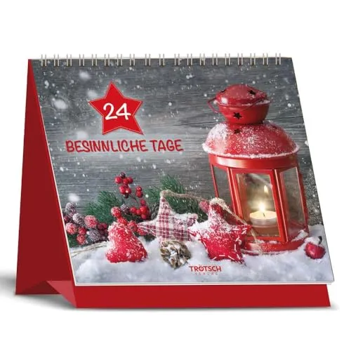 TRÖTSCH Aufstell Adventskalender „24 besinnliche Tage“ - Adventskalender mit 24 besinnlichen Bildern & Weisheiten, dekorativ und mit Goldfolie veredelt – perfekt für eine besinnliche Vorweihnachtszeit.