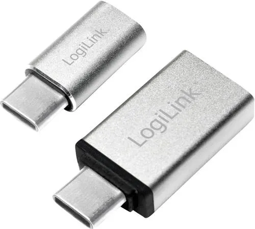 LogiLink AU0040 - USB 3.1 (Typ C) auf USB 3.0 (Typ A) Micro USB Adapter Silber, wandelt USB-C in USB 3.0 für hohe Datenübertragungsraten