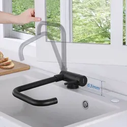 Schwarz Wasserhahn Küche Umklappbar – Einhebelmischer 360° Drehbar aus Edelstahl