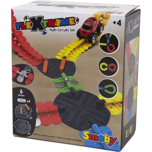 Smoby FleXtreme Multi-Rennstrecken Set - Erweiterung mit Kreuzung und Weiche, fördert kreatives Spielen und physikalisches Verständnis für Kinder ab 4 Jahren
