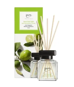 ipuro - Essentials Raumduft LIME LIGHT 50ml | Raumerfrischer mit Zitronengras, Bergamotte, Orange, Geranie, Maiglöckchen & Vanilleblumen Duft Aroma | Diffuser mit Stäbchen | Lufterfrischer für Wohnung