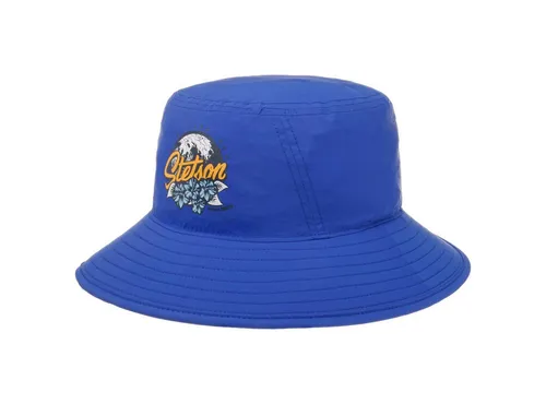 Stetson Fast Dry Sonnenhut Einfarbiger Hut mit Patch Fischerhut Damen UV-Schutz 40+ Packable Frühjahr Sommer blau XL (60-61 cm)