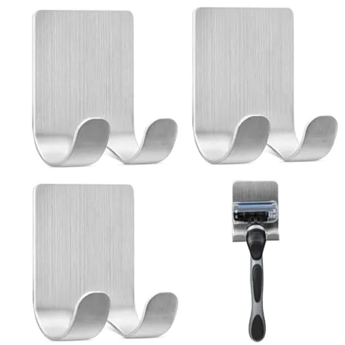BOBOZHONG 3-stück Rasiermesser Halter für Dusche, Edelstahl, Selbstklebend, Multifunktional, Ohne Bohren für Badezimmer, Küchen, Schlafzimmer