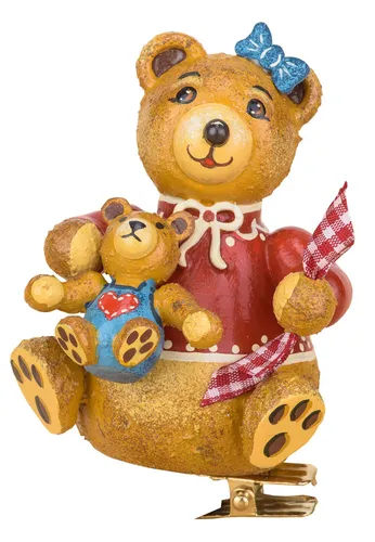 Hubrig Volkskunst 'Baumclipser - Teddy Anni's Ollibär 8cm' - Figuren und Dekoration, handgefertigt und ideal für die festliche Baumgestaltung oder als liebevolles Geschenk.