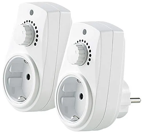 revolt Steckdose Schalter: 2er-Set Dimmer-Steckdosen für dimmbare Tisch- und Stehlampen (230 V) (LED-Dimmer Steckdosen, Dreh-Dimmer Steckdose, Stecker)