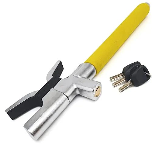 KRASER WA839Y Hohe Sicherheit Lenkradkralle Sichtbarer und Abschreckender, Lenkradschloss mit Nothammer, Lenkradsperre Wohnmobil, Universal Wegfahrsperre Diebstahlsicherung für Auto PKW