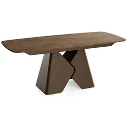 Rechteckiger Ausziehtisch – Verlängerbar bis 270 cm – 180 x 90 cm Esszimmertisch mit Braunem Metallgestell – für 6-10 Personen