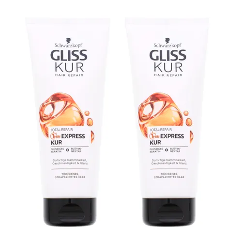 Schwarzkopf Gliss Kur Total Repair Express Kur je 200ml Strapaziertes Haar 2 x
