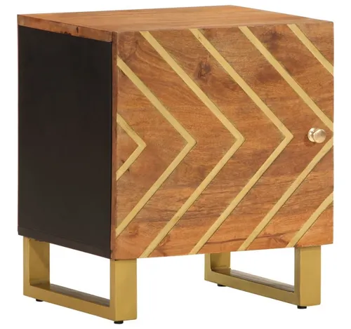 furnicato Nachttisch aus Vollholz mit Eisenbeinen 40x33,5x46 cm - Stylischer Nachttisch aus robustem Vollholz und Eisenbeinen, ideal für eine moderne Inneneinrichtung. Bietet viel Stauraum und Platz für Dekoration - perfekt für ein aufgeräumtes Zuhause.