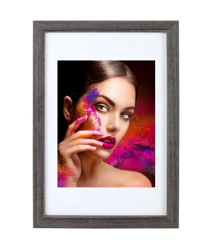 IDEAL TREND Holz Bilderrahmen Lifestyle Plexi Foto Rahmen Collage Wanddeko Poster HR-25: Farbe: Grau | Format: 20x20
