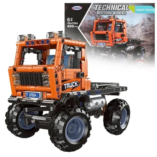 Klemmbausteine Geländewagen 499 Teile, orange – Bausteine Offroad Truck Bausatz mit Lenkung, Federung und Türen zum Öffnen