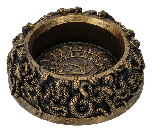 Figuren Shop Dekoobjekt Kristallkugelhalter - Schlangen - Auge des Horus - Deko-Objekte mit ägyptischem Design: Schlangen Kristallkugelhalter, Symbol der Transformation und ideal für mystische Dekoration.