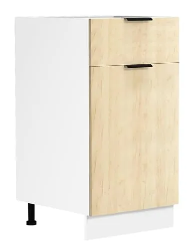 Mid.you Küchenunterschrank - Weiß, Honigeiche, 1 Fach, 1 Schublade, 40x82x46 cm, individuell planbar und mit Zusatzausstattung erhältlich