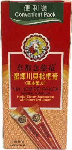 Nin Jiom Pei Pa Koa - Convenient Pack 10-er Pack - 10x 15ml Hustensaft im Portionsbeutel - Liquid stick - Sachets - Hustensaft Beutel gegen Reizhusten, Halsschmerzen und Heiserkeit - Hustenstiller